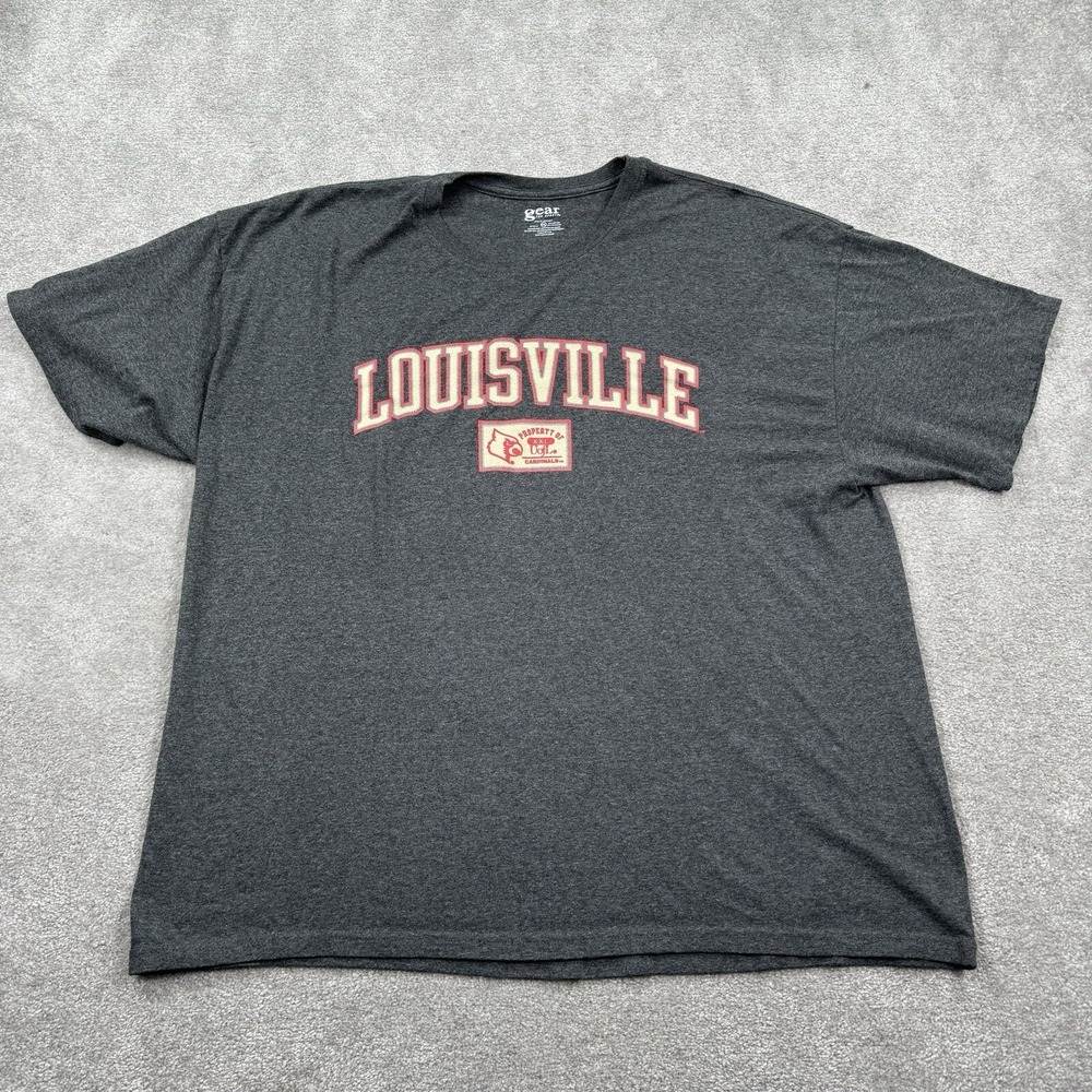 Louisville Cardinals Gear for Sport Vintage Graphic T-shirt Size 2XL Charcoal